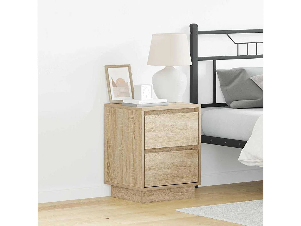 Nachtkastjes met LED-verlichting 2 stuks Sonoma eiken 39x34,5x50 cm