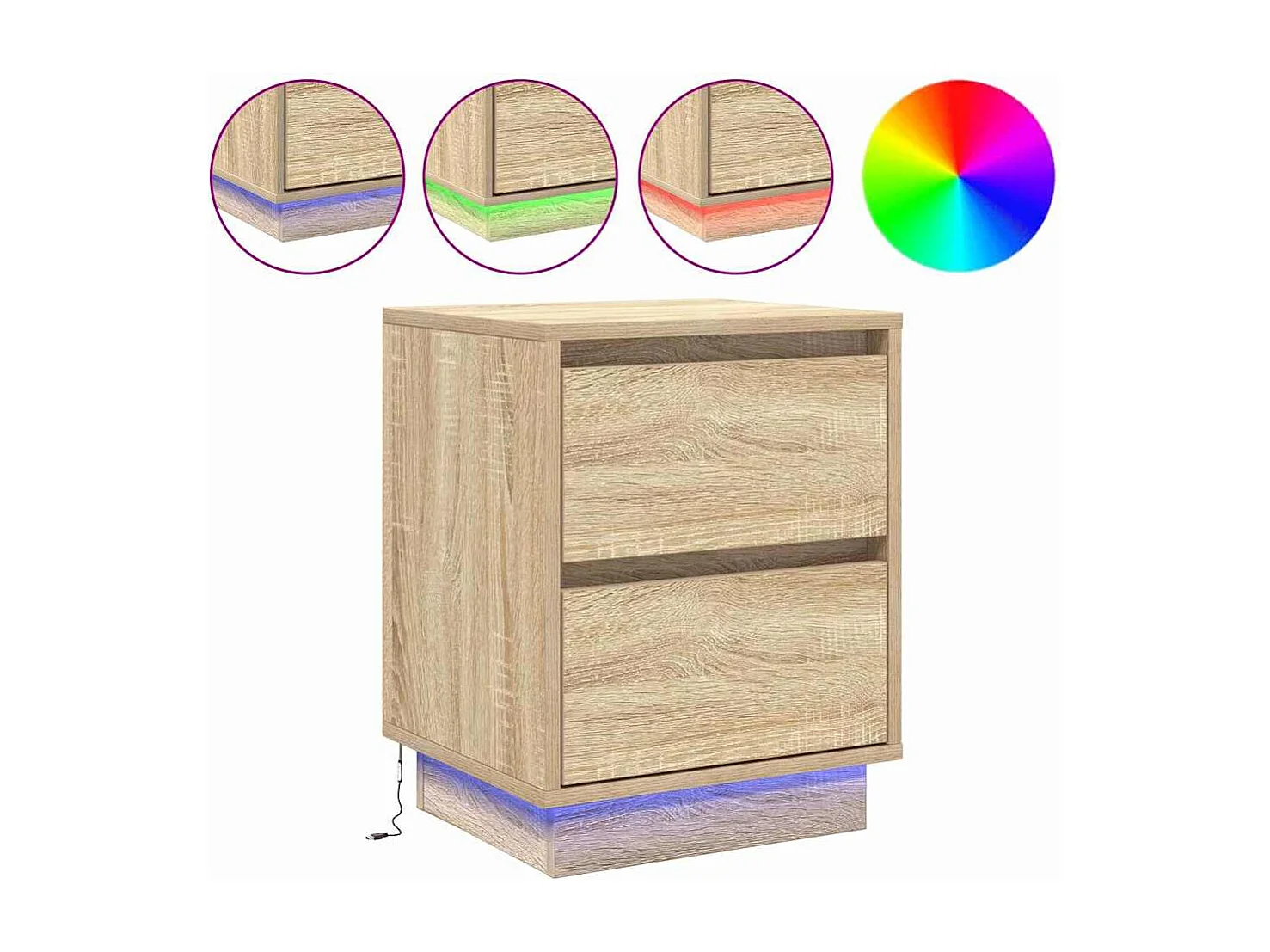 Nachtkastjes met LED-verlichting 2 stuks Sonoma eiken 39x34,5x50 cm