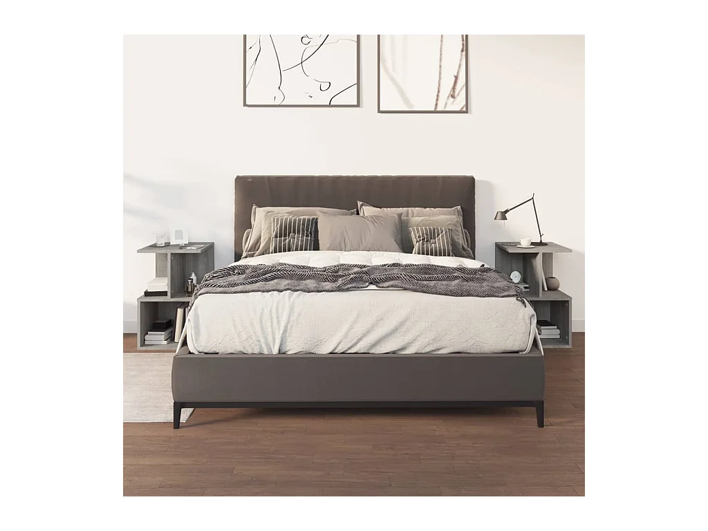 Comodini 2 pz Sonoma grigio 35x35x55 cm Legno ingegnerizzato