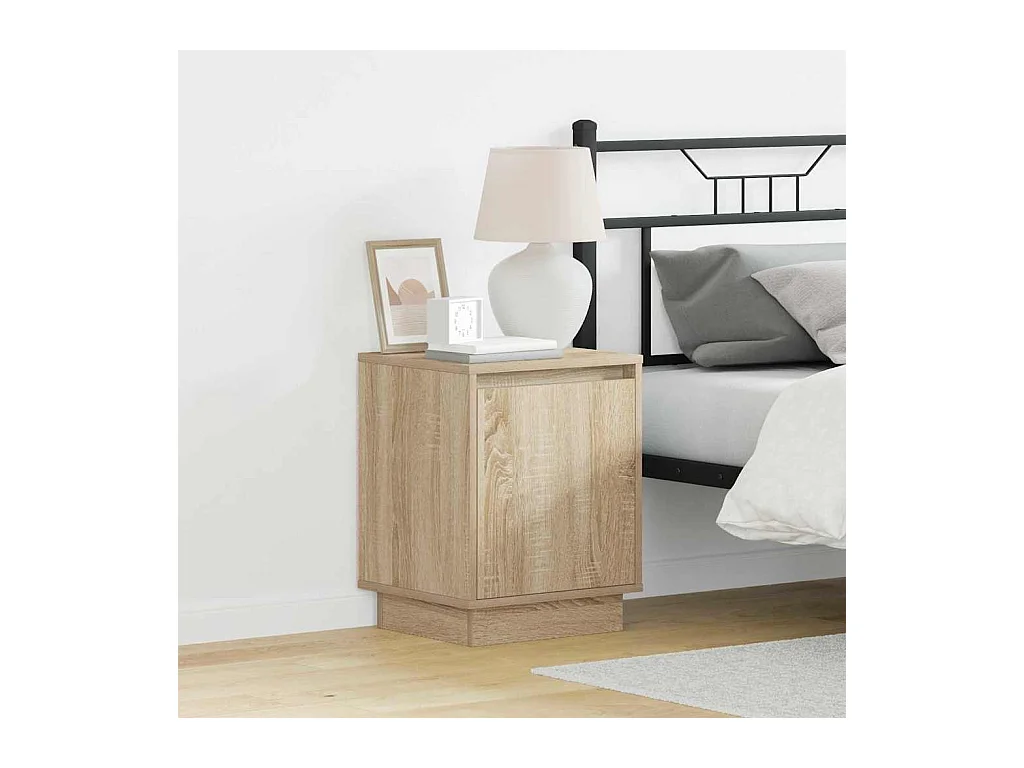 Nachttische mit LED-Leuchten 2 Stk. Sonoma-Eiche 39x34,5x50 cm