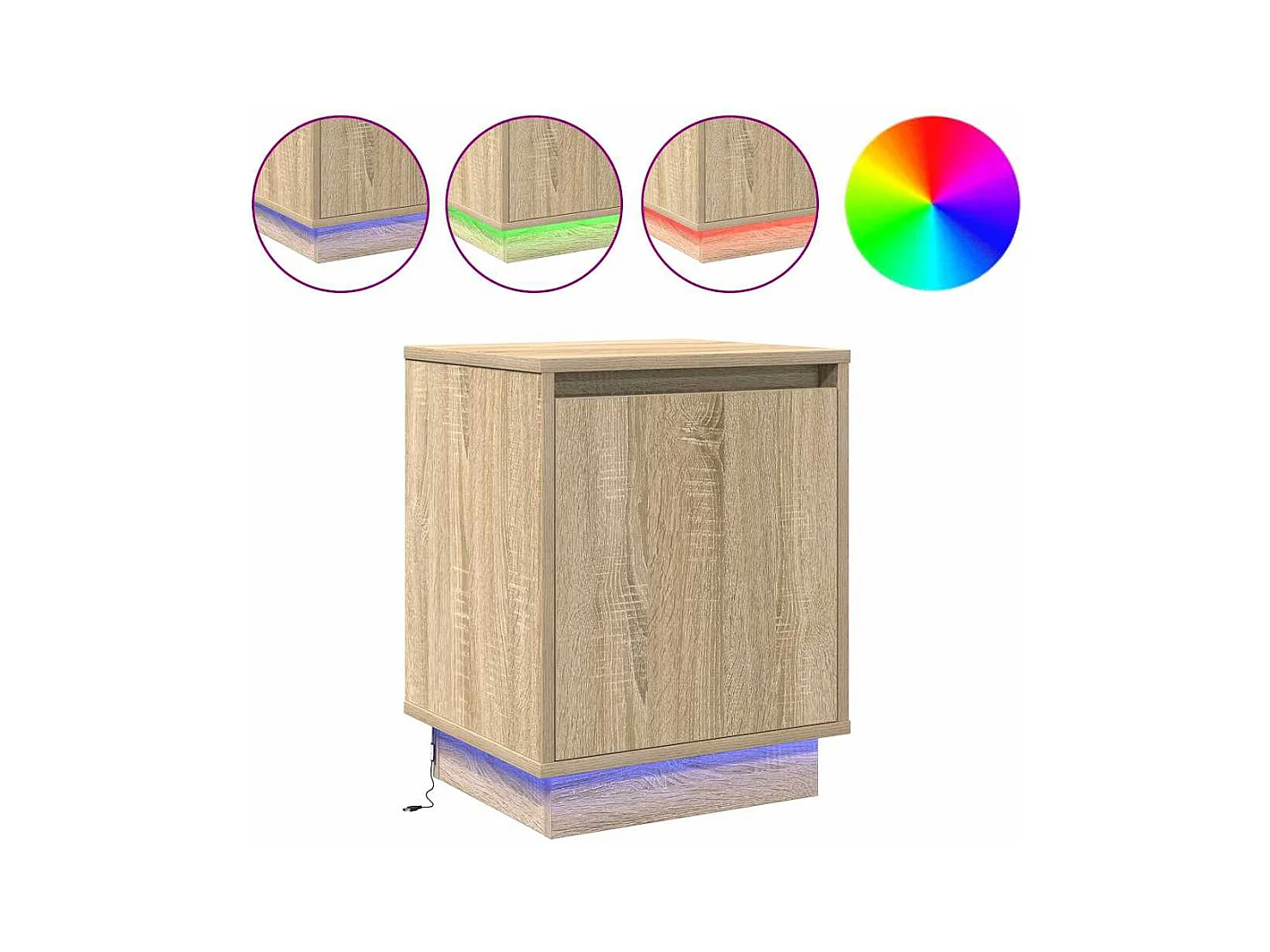 Nachttische mit LED-Leuchten 2 Stk. Sonoma-Eiche 39x34,5x50 cm