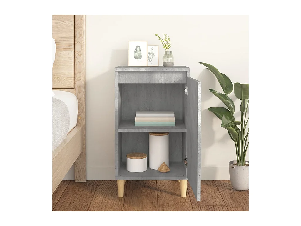 Mesita de noche gris hormigón 40x35x70 cm madera de ingeniería