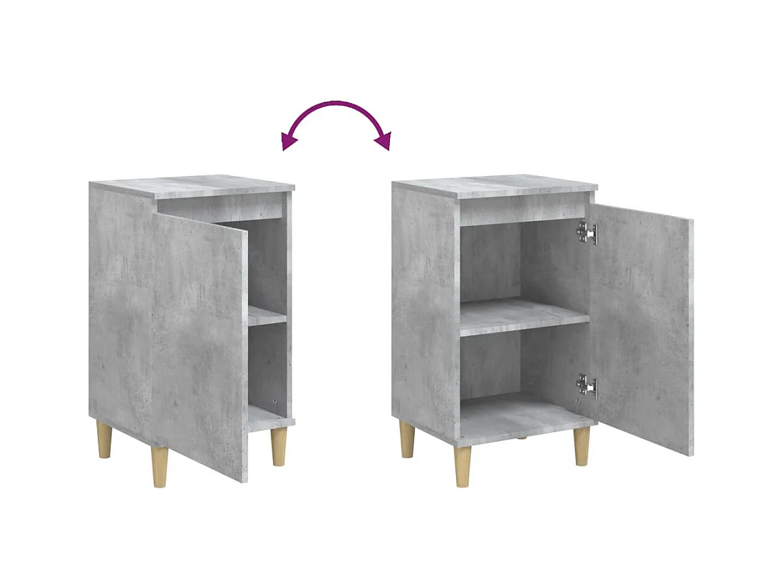 Mesita de noche gris hormigón 40x35x70 cm madera de ingeniería