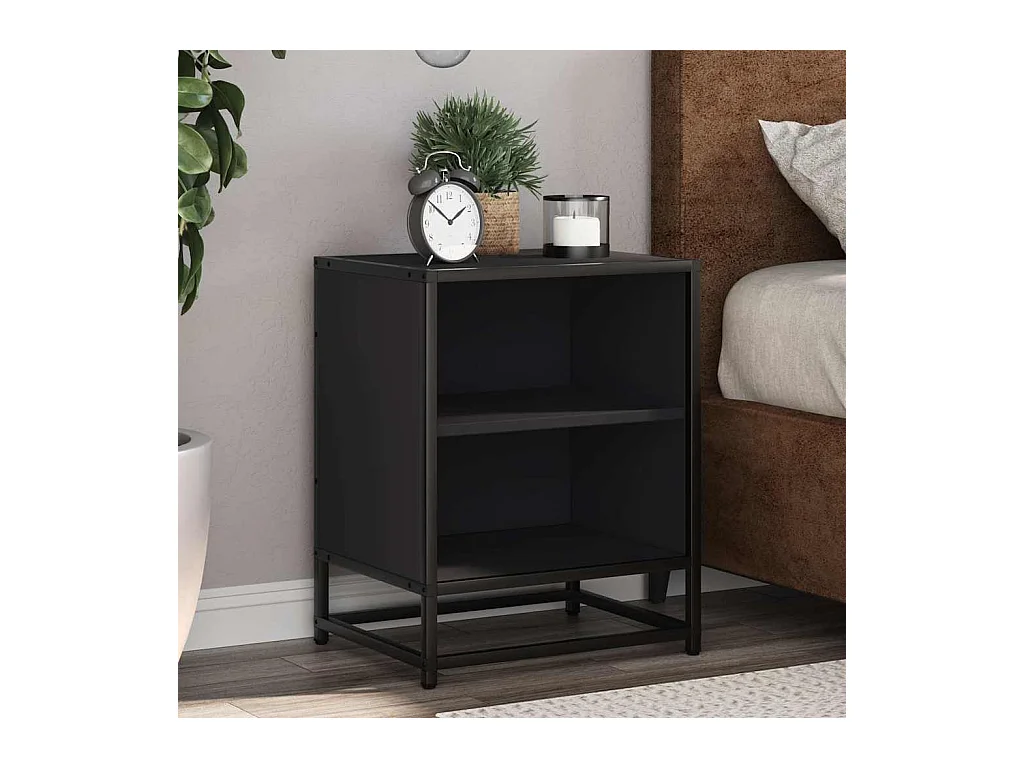 Tables de chevet 2 pcs noir 40x31x50 cm bois d'ingénierie métal