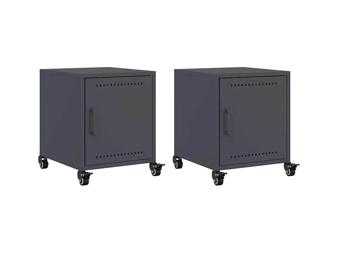 Tables de chevet 2 pcs anthracite 36x39x43,5 cm acier
