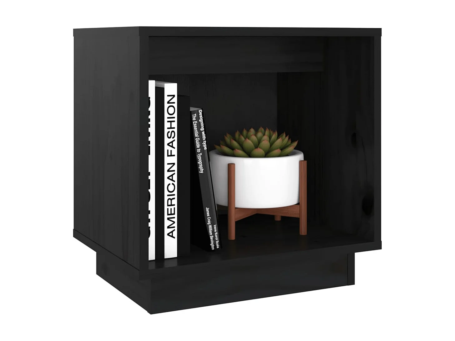 Tables de chevet 2 pcs Noir 40x30x40 cm Bois de pin solide