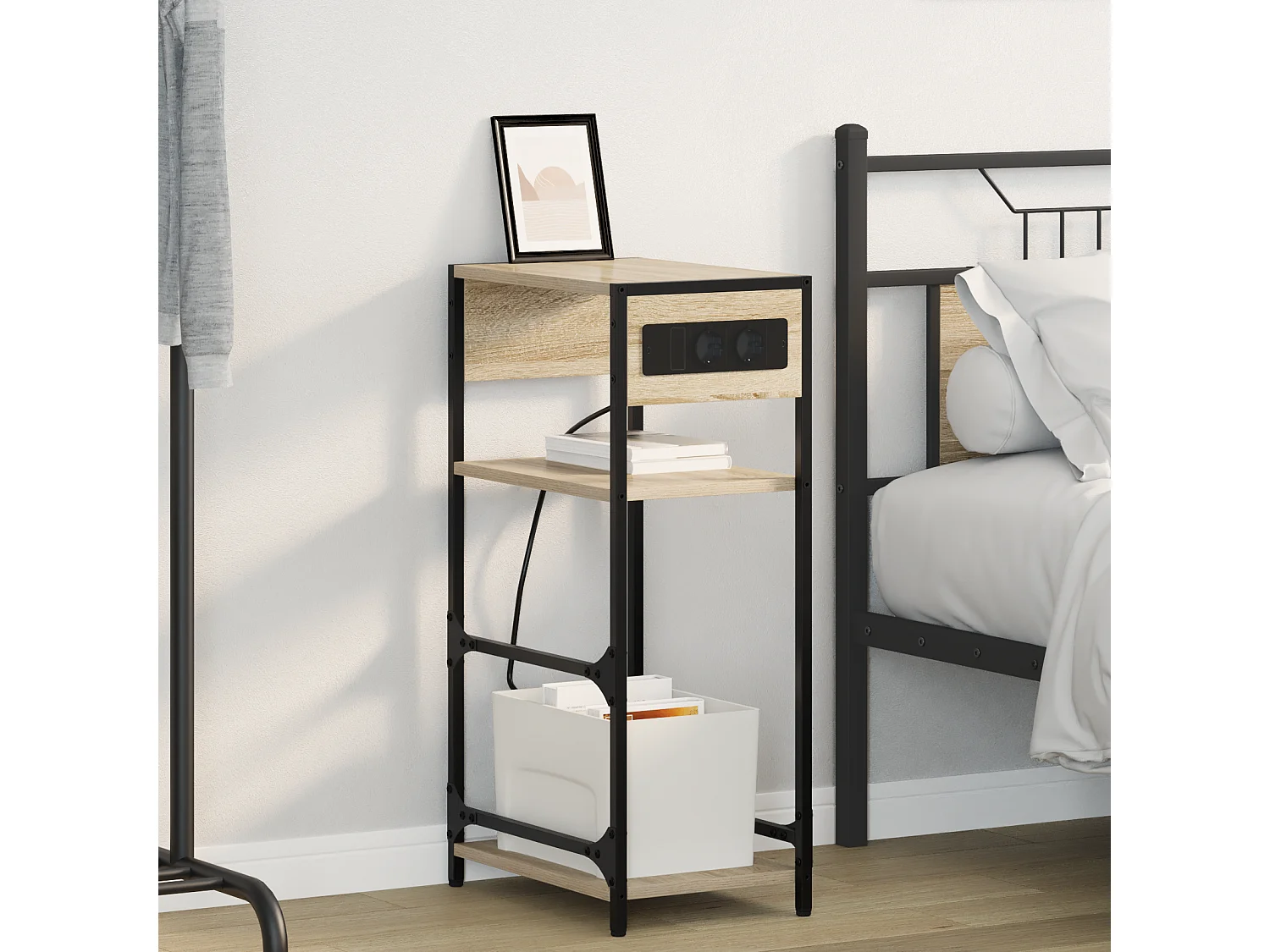 Mesilla de noche con cajón roble Sonoma 40 x 27 x 76 cm