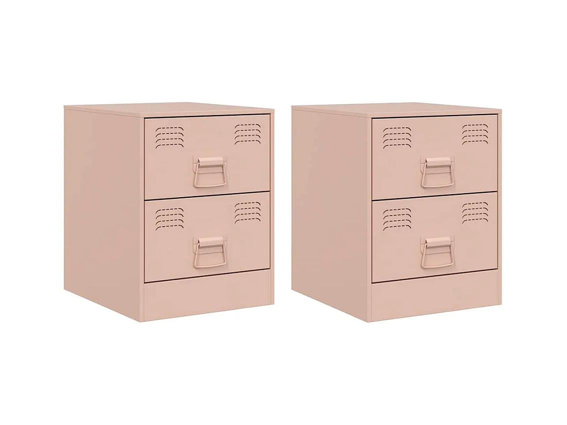 Tables de chevet 2 pcs rose 34,5x39x44 cm acier