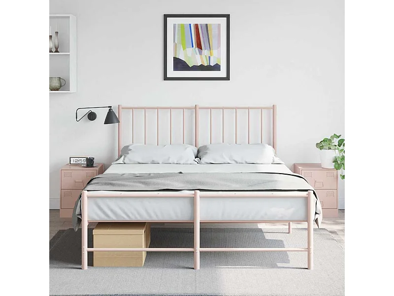 Tables de chevet 2 pcs rose 34,5x39x44 cm acier