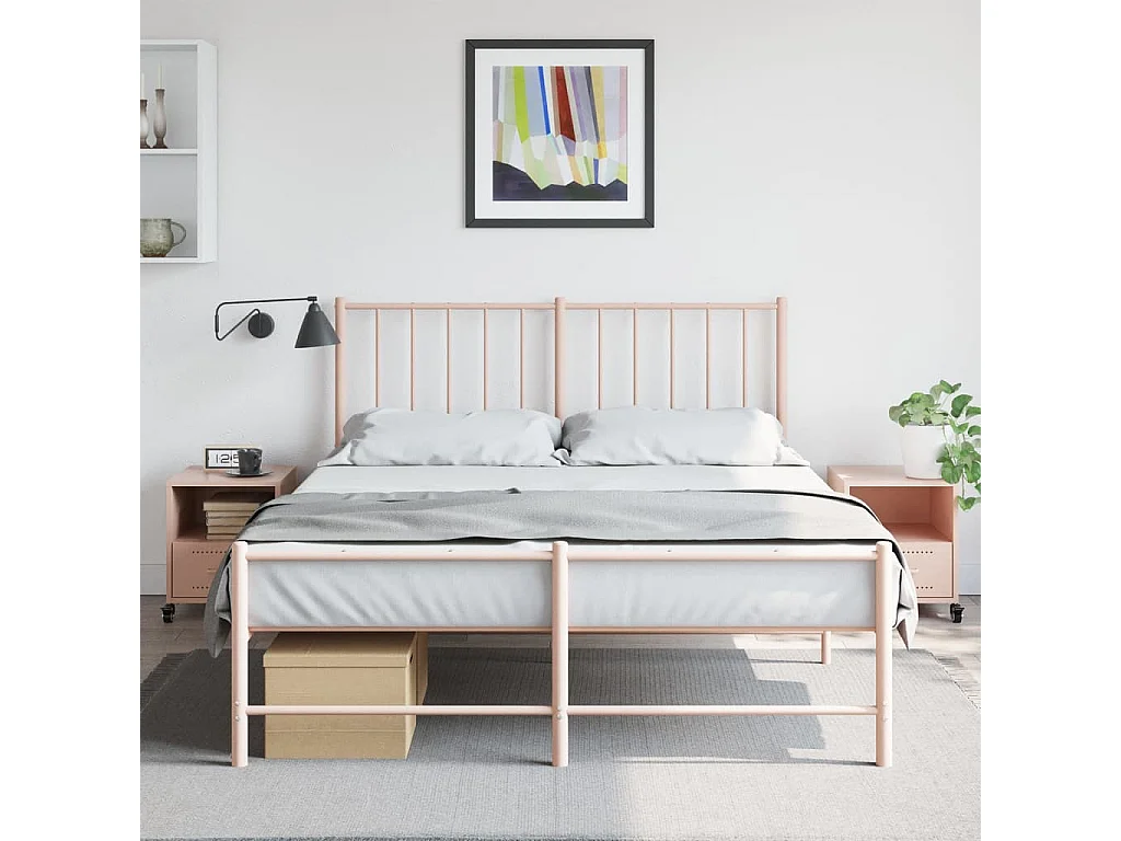 Tables de chevet 2 pcs rose 36x39x43,5 cm acier