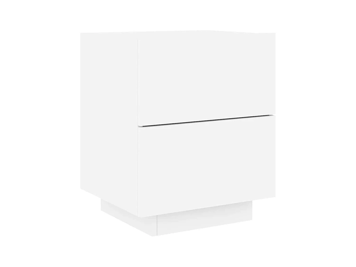 Armoires de chevet et lumières LED 2pcs blanc bois d'ingénierie