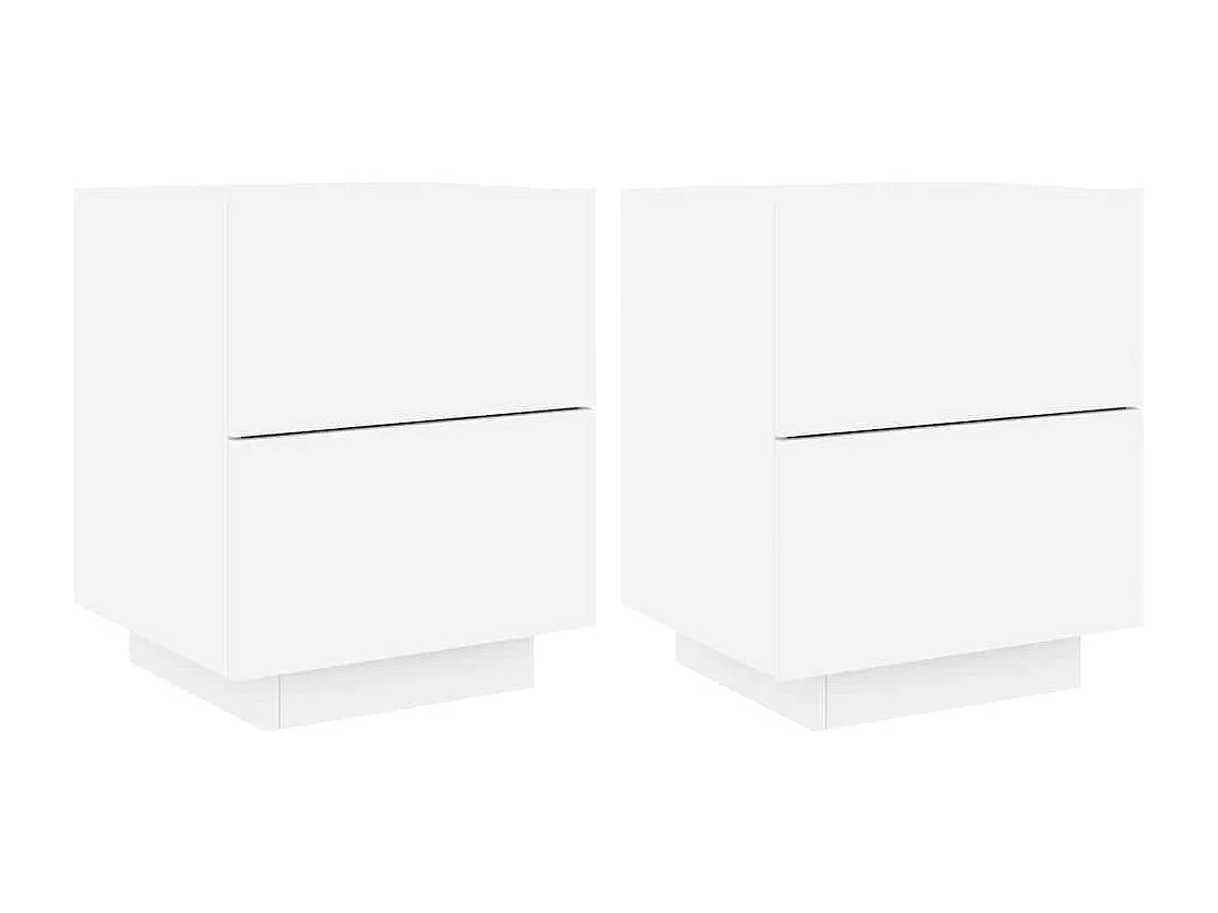 Comodini e luci a LED 2 pezzi in legno ingegnerizzato bianco