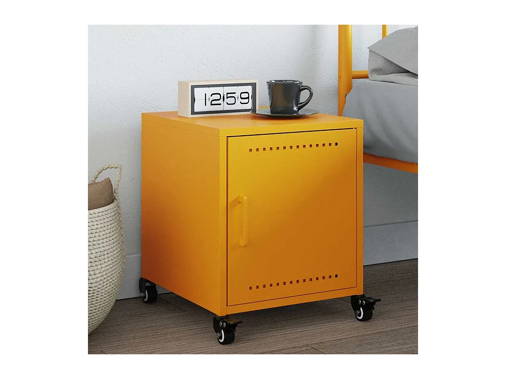 Table de chevet jaune moutarde 36x39x43,5 cm acier