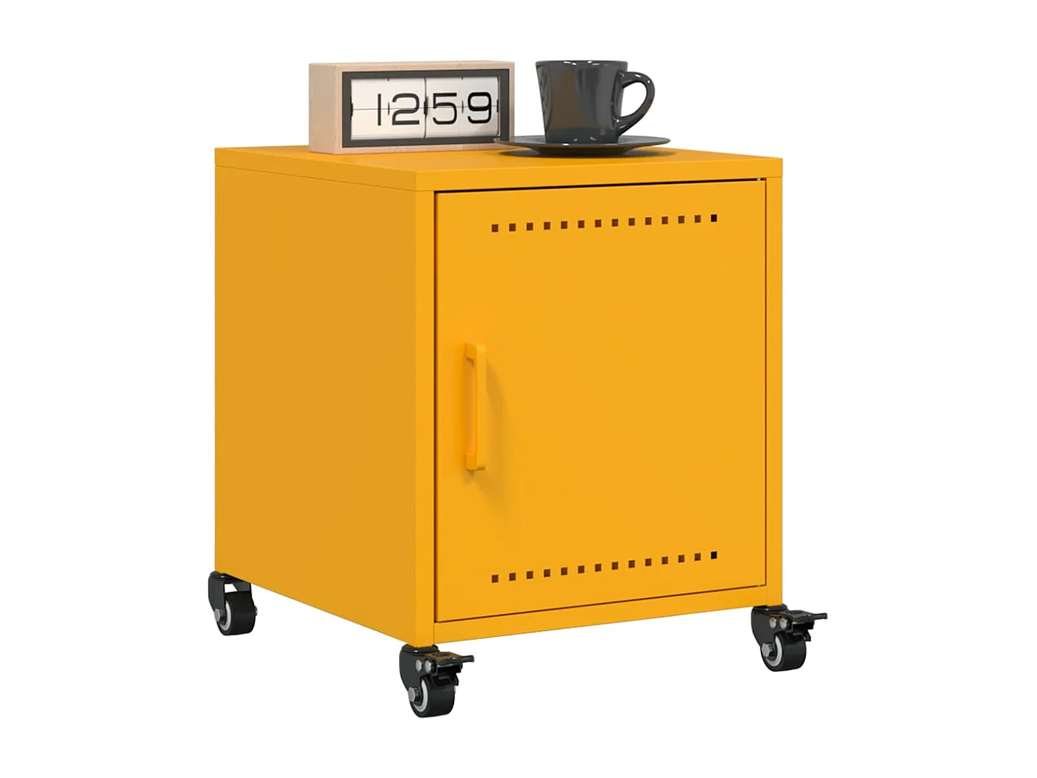 Table de chevet jaune moutarde 36x39x43,5 cm acier