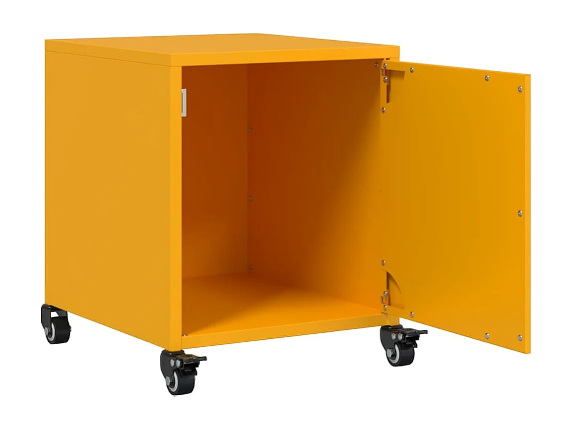 Table de chevet jaune moutarde 36x39x43,5 cm acier