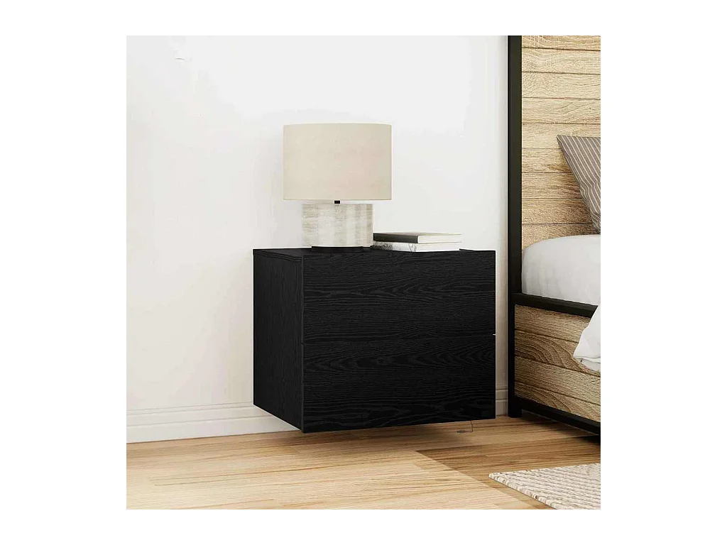 Table de chevet avec éclairage LED en chêne noir 50x39x41 cm