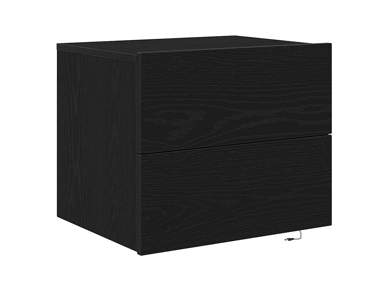 Table de chevet avec éclairage LED en chêne noir 50x39x41 cm