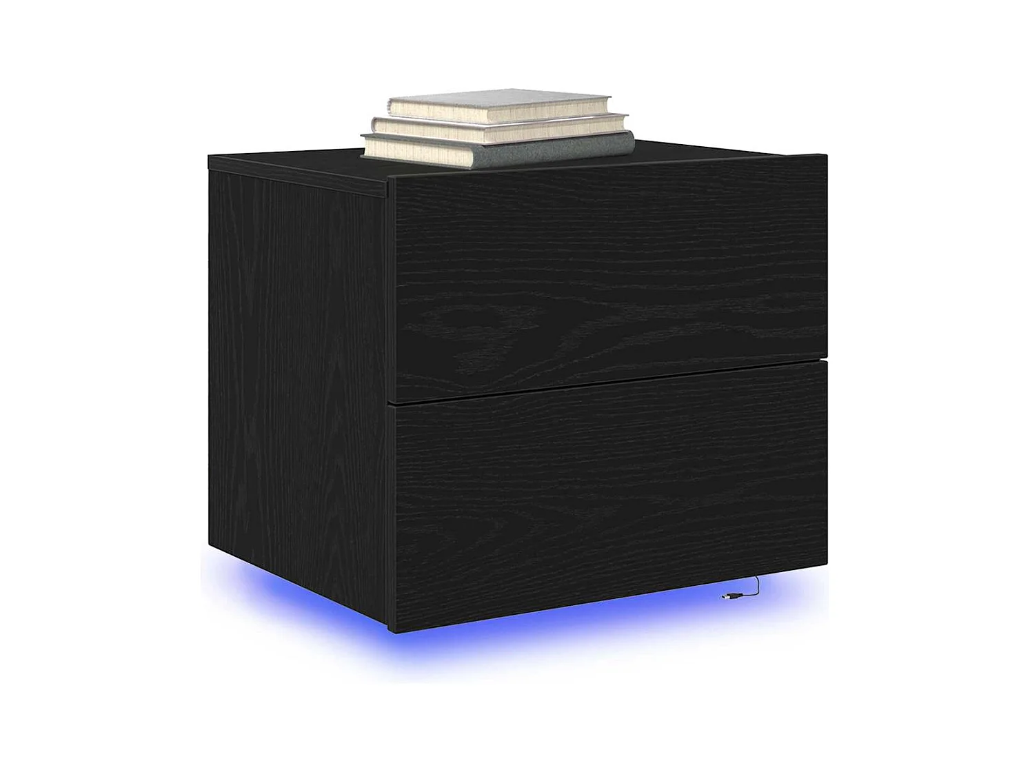 Table de chevet avec éclairage LED en chêne noir 50x39x41 cm