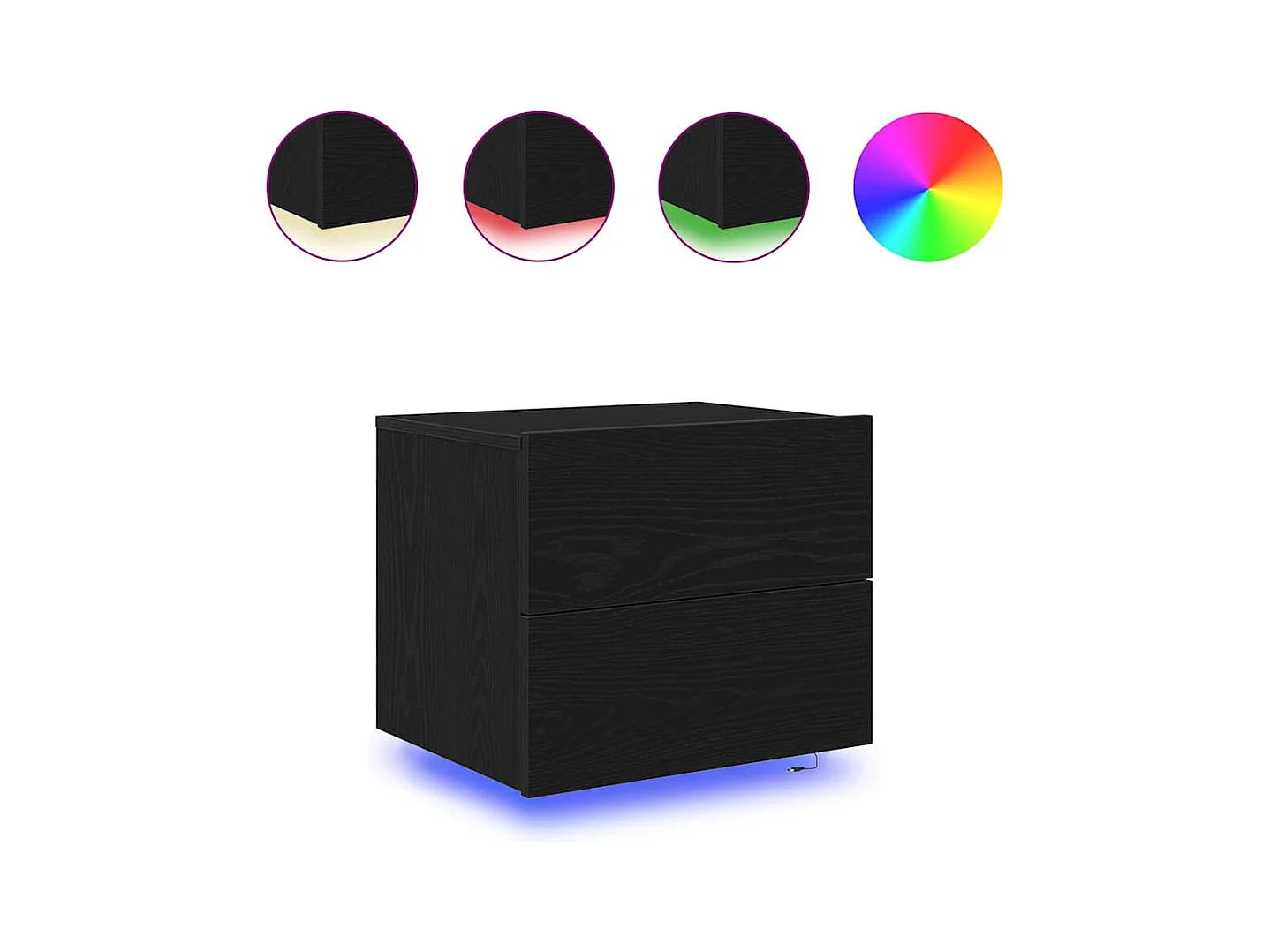 Table de chevet avec éclairage LED en chêne noir 50x39x41 cm