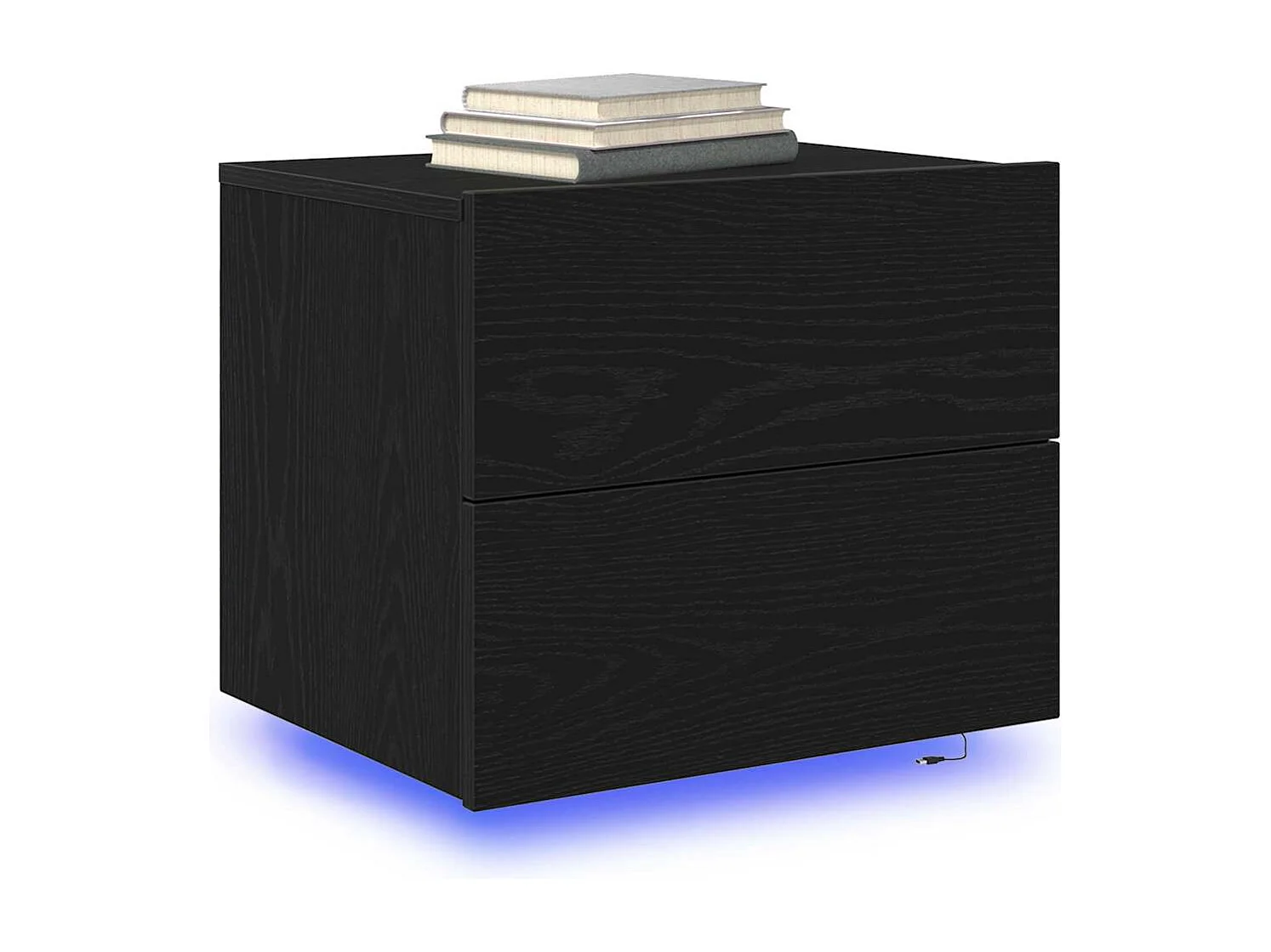 Comodino con illuminazione a LED in rovere nero 50x39x41 cm