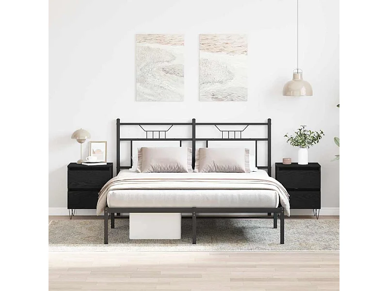 Comodini 2 pezzi Rovere Nero 40x35x50 cm Legno ingegnerizzato