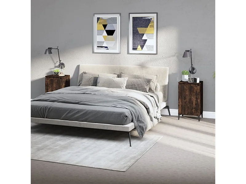 Comodini 2 pezzi rovere affumicato 40x35x70 cm legno ingegnerizzato