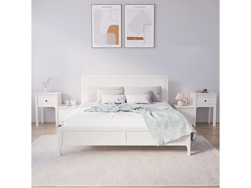 Comodini 2 pz Bianco 79,5x38x65,5 cm Legno massello di pino