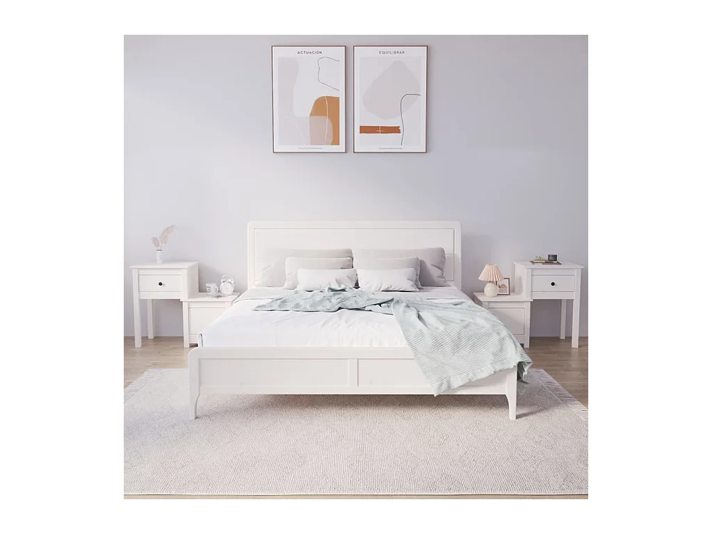 Comodini 2 pz Bianco 79,5x38x65,5 cm Legno massello di pino