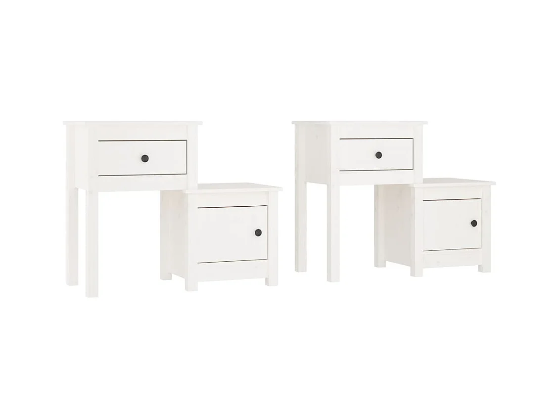 Comodini 2 pz Bianco 79,5x38x65,5 cm Legno massello di pino