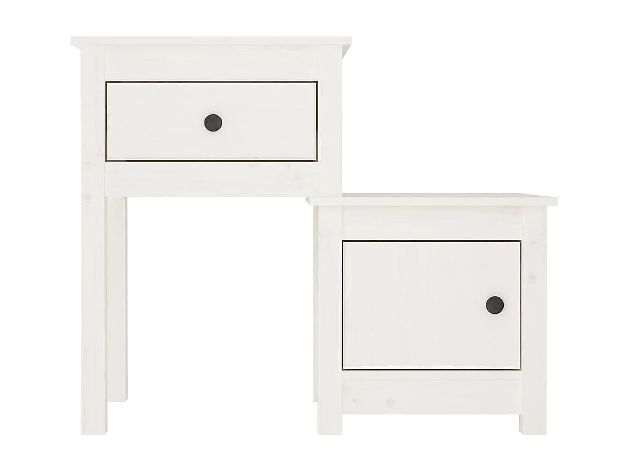 Comodini 2 pz Bianco 79,5x38x65,5 cm Legno massello di pino