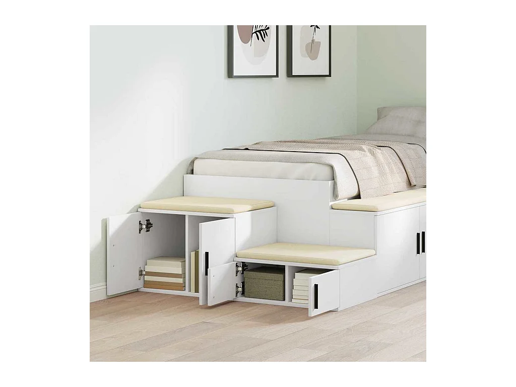 Meuble de rangement Blanc 103x41x40 cm en panneaux de particules