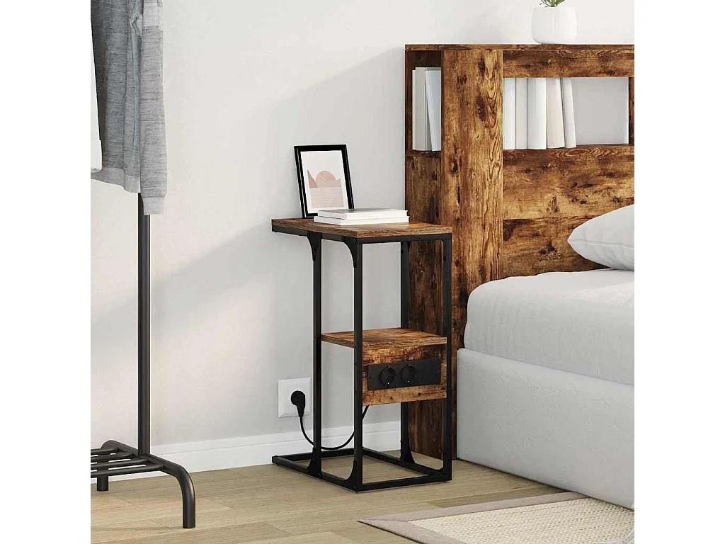 Table de chevet avec tiroir Chêne fumé 41.5 x 26 x 60.5 cm