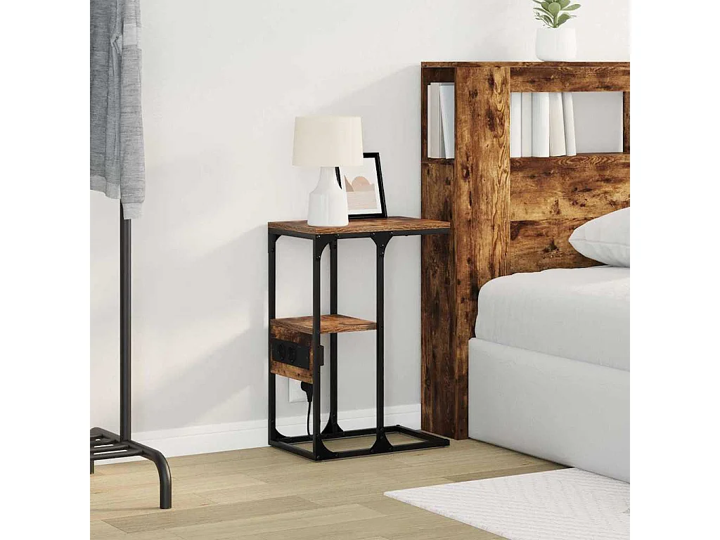 Table de chevet avec tiroir Chêne fumé 41.5 x 26 x 60.5 cm