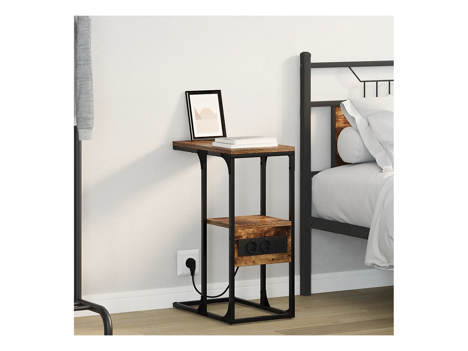 Comodino con cassetto Rovere affumicato 41,5 x 26 x 60,5 cm