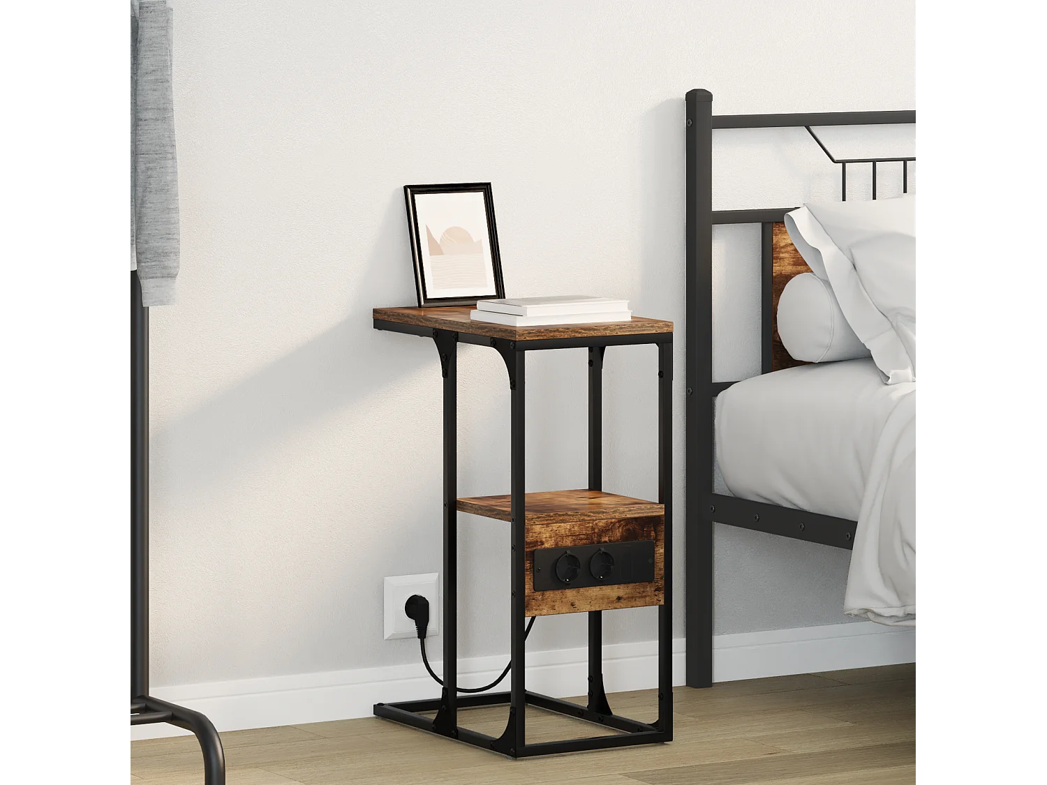 Table de chevet avec tiroir Chêne fumé 41.5 x 26 x 60.5 cm