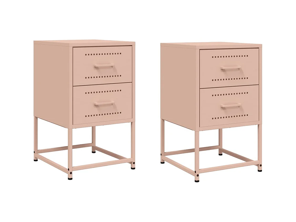 Tables de chevet 2 pcs rose 36x39x60,5 cm acier