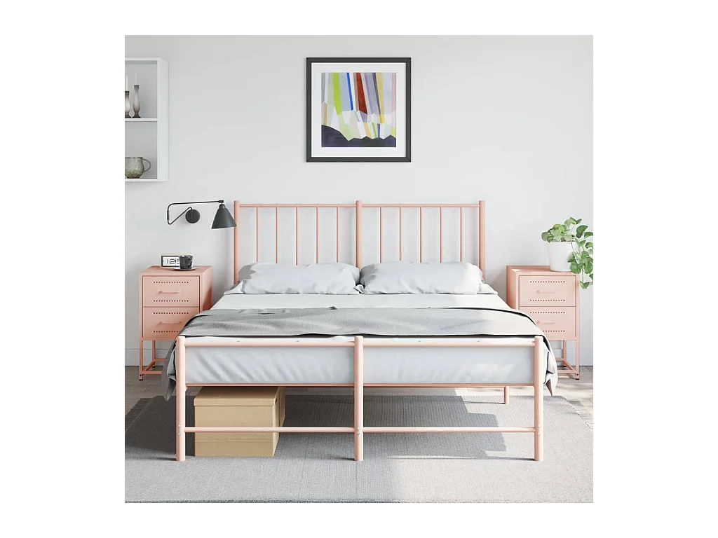 Tables de chevet 2 pcs rose 36x39x60,5 cm acier