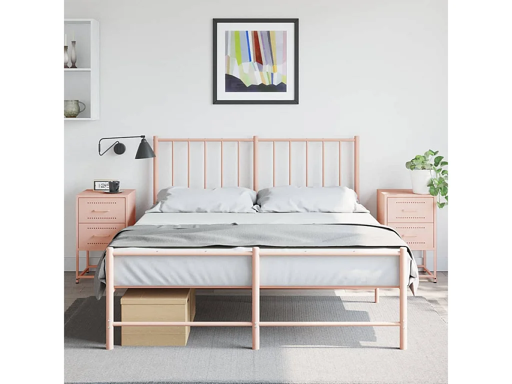 Tables de chevet 2 pcs rose 36x39x60,5 cm acier