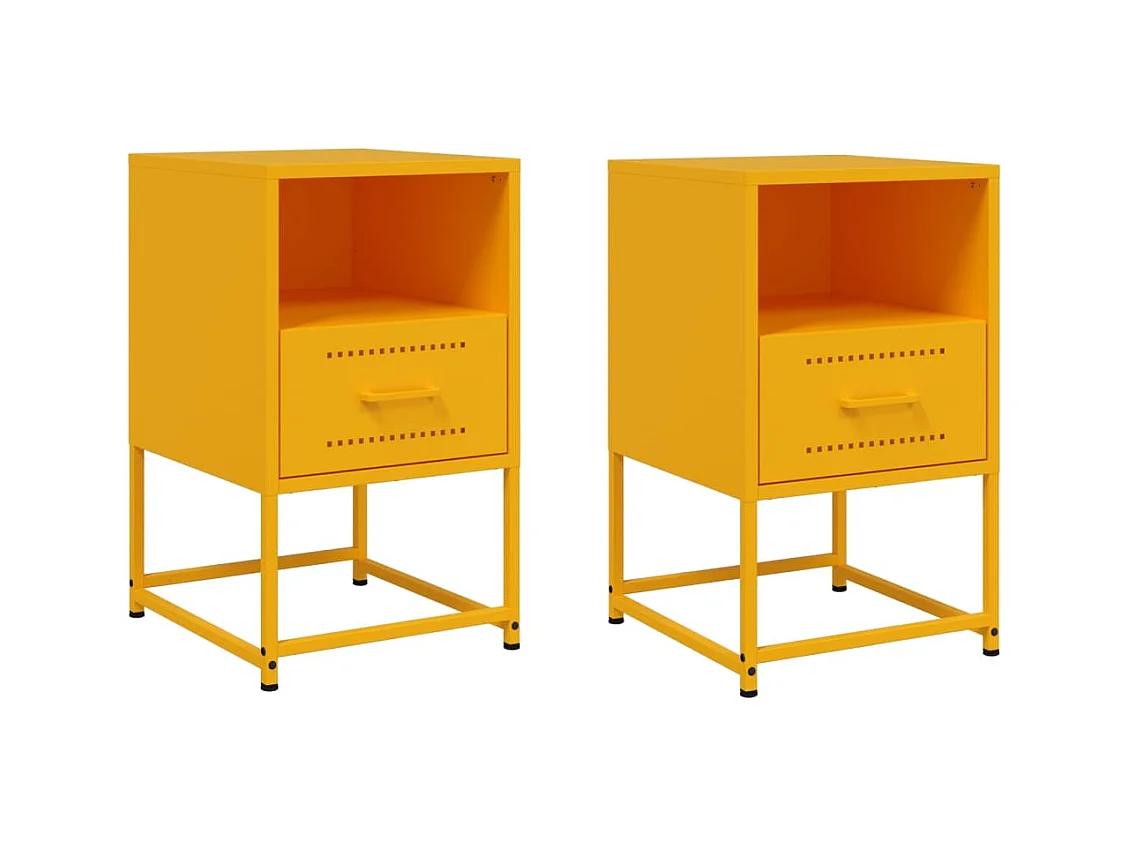 Tables de chevet 2 pcs jaune moutarde 36x39x60,5 cm acier