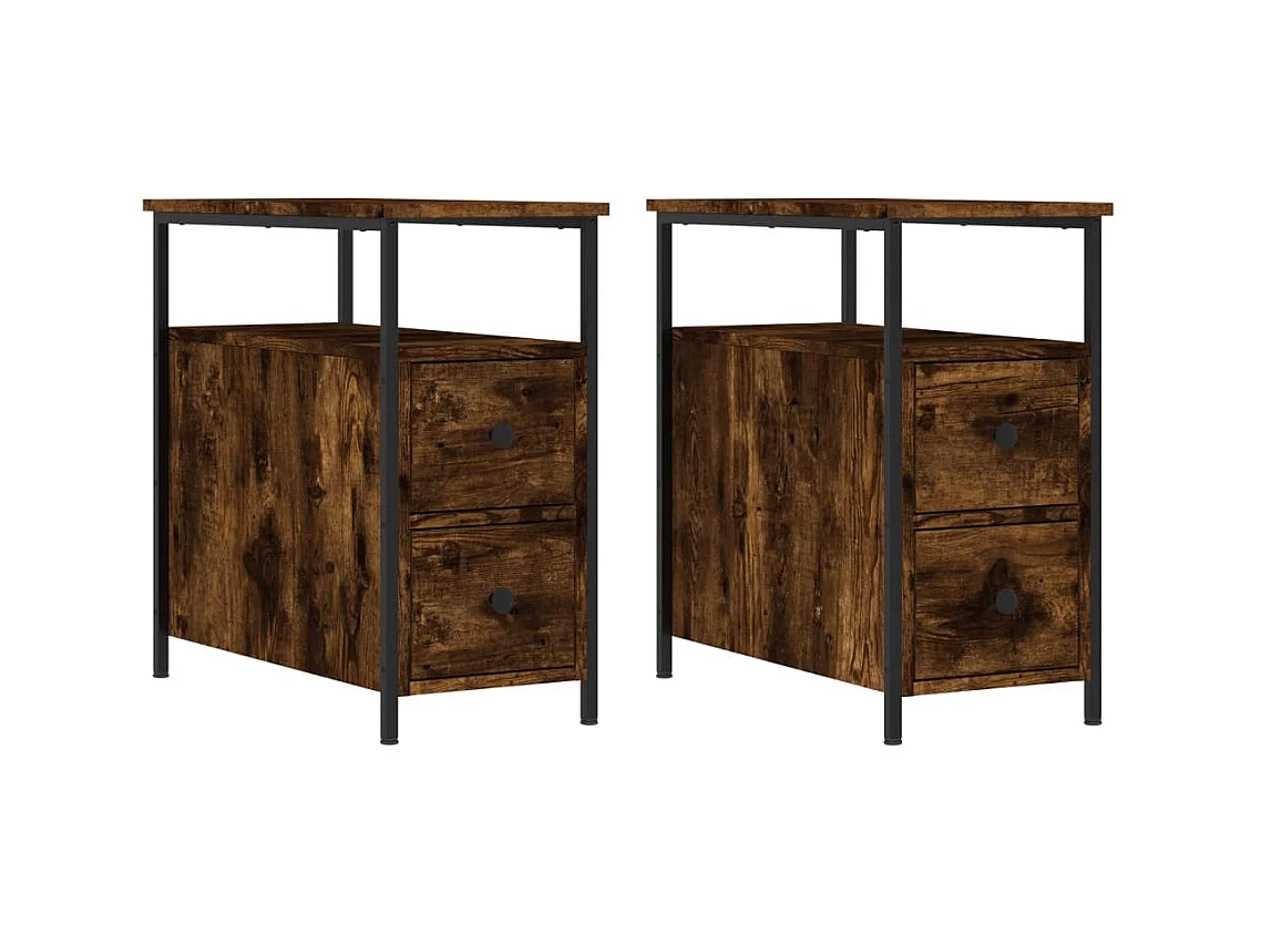 Nachtkastjes 2 stuks gerookt eiken 30x60x60 cm bewerkt hout