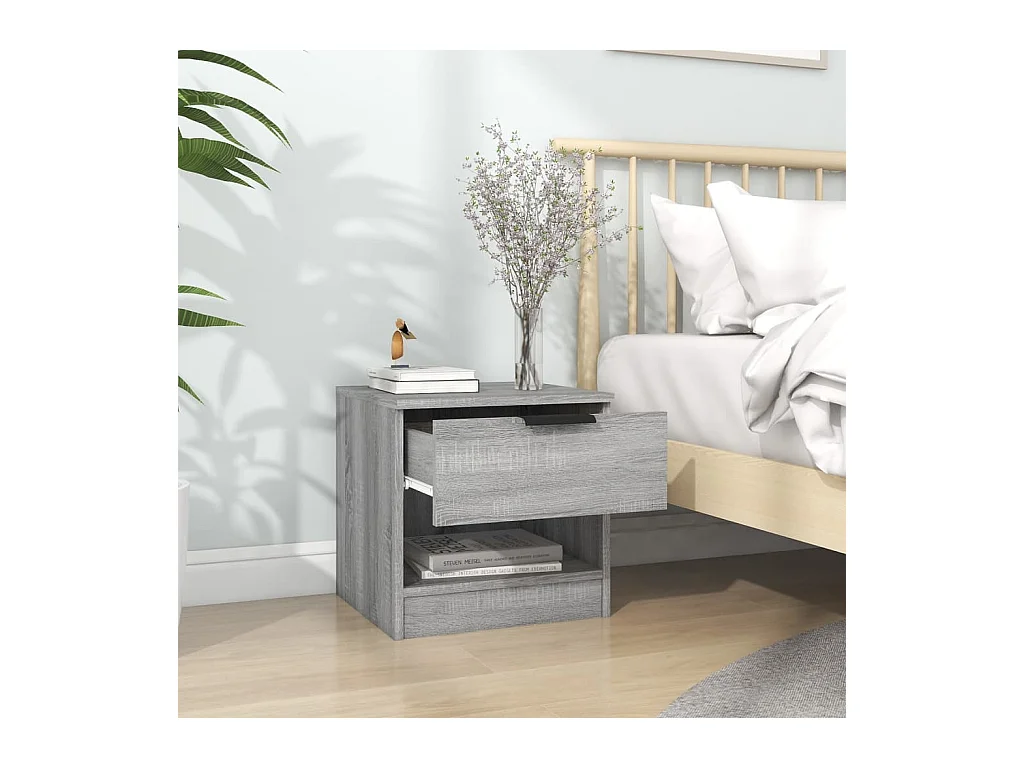 Sonoma Grey Engineered Wood 2-delige nachtkastjeset
