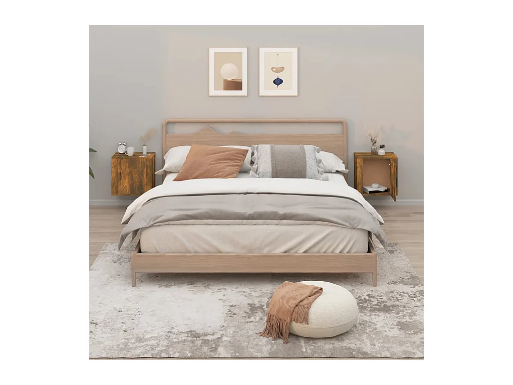 Tables de chevet murales 2 pcs Chêne fumé 50x30x47 cm