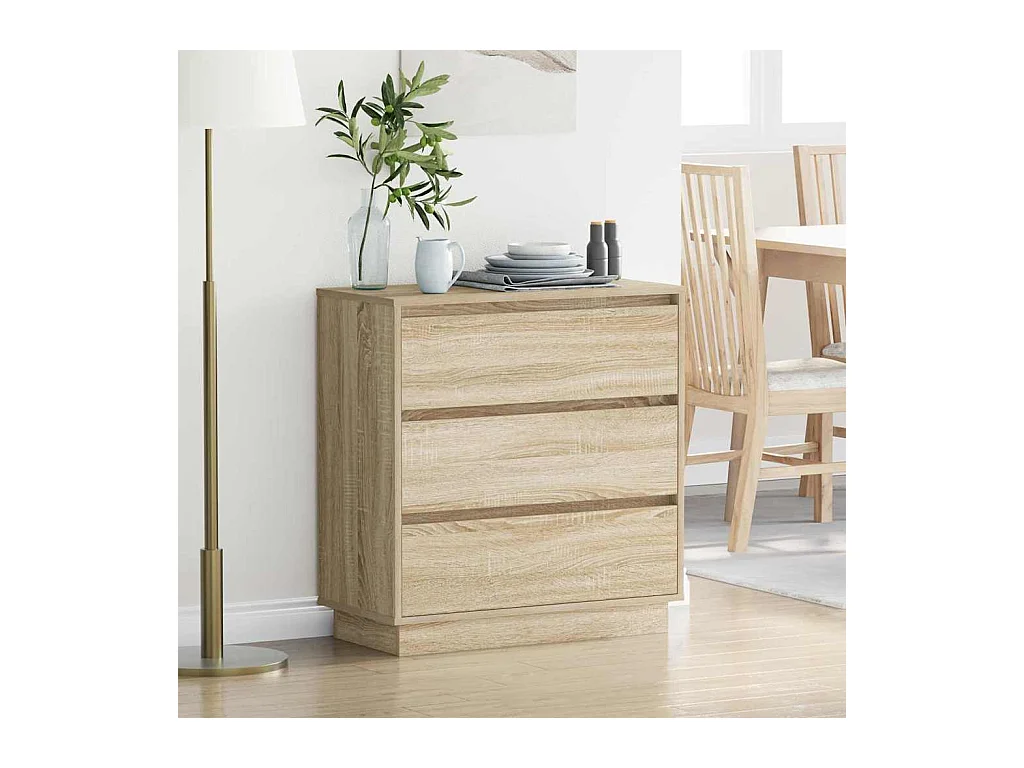 Table de chevet avec LED en chêne Sonoma 71x34,5x75 cm en bois aggloméré