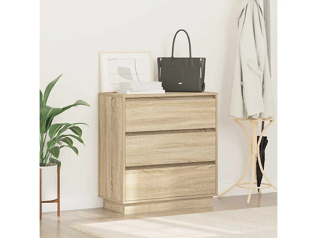 Table de chevet avec LED en chêne Sonoma 71x34,5x75 cm en bois aggloméré