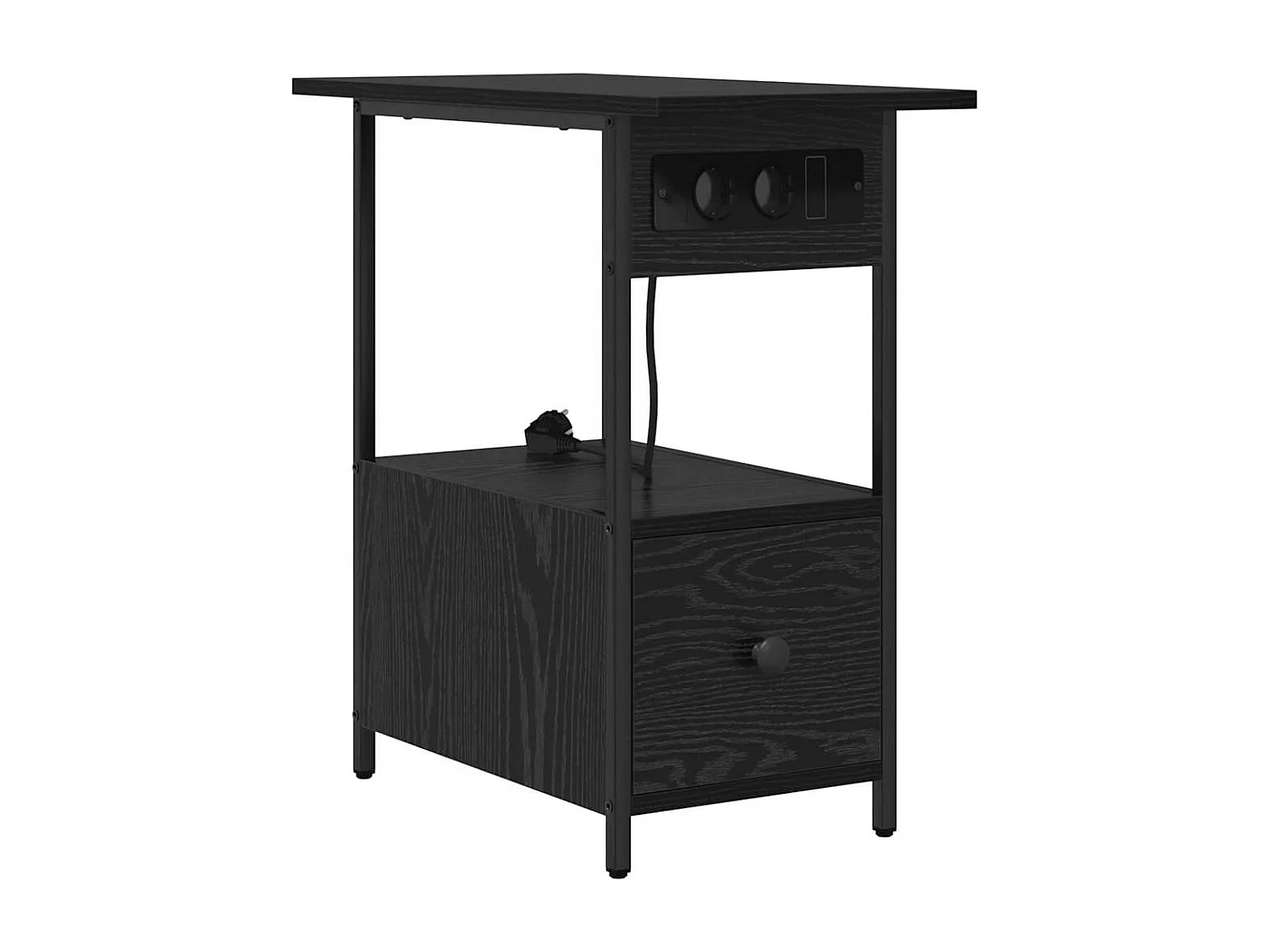 Mesilla de noche Roble Negro 60 x 30 x 61 cm Madera de Ingeniería