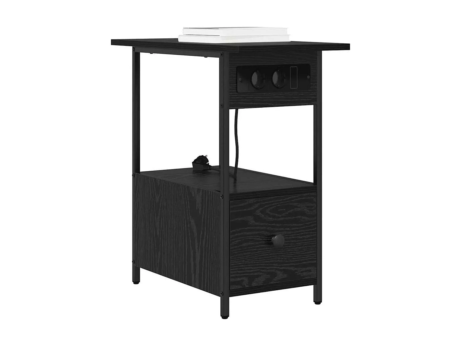 Mesilla de noche Roble Negro 60 x 30 x 61 cm Madera de Ingeniería