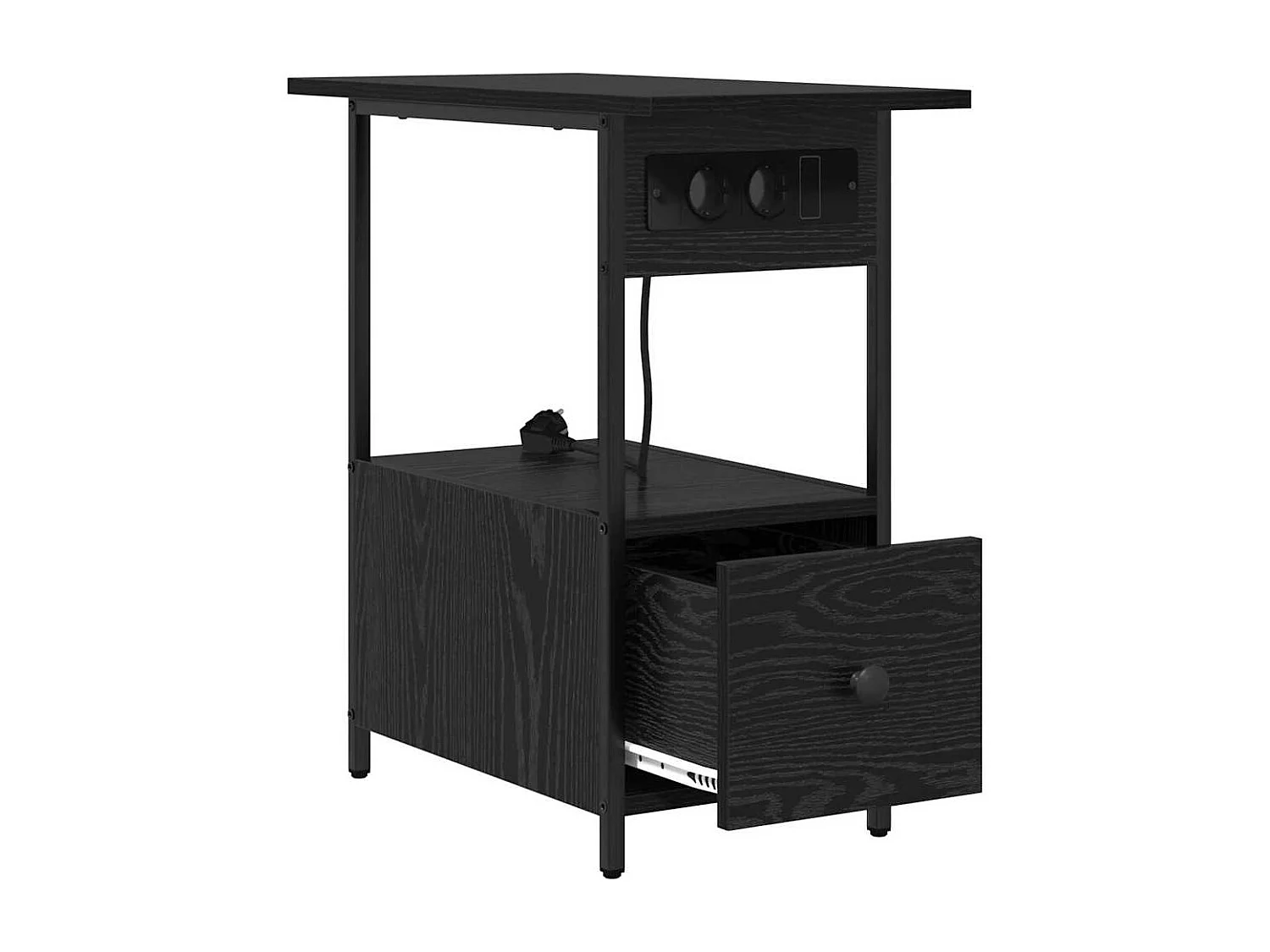 Mesilla de noche Roble Negro 60 x 30 x 61 cm Madera de Ingeniería