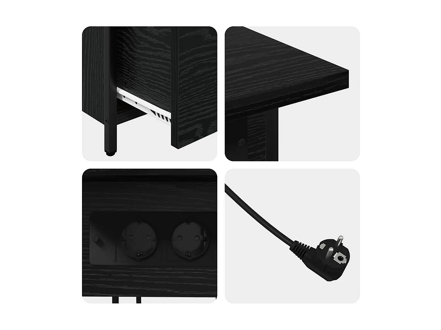 Mesilla de noche Roble Negro 60 x 30 x 61 cm Madera de Ingeniería