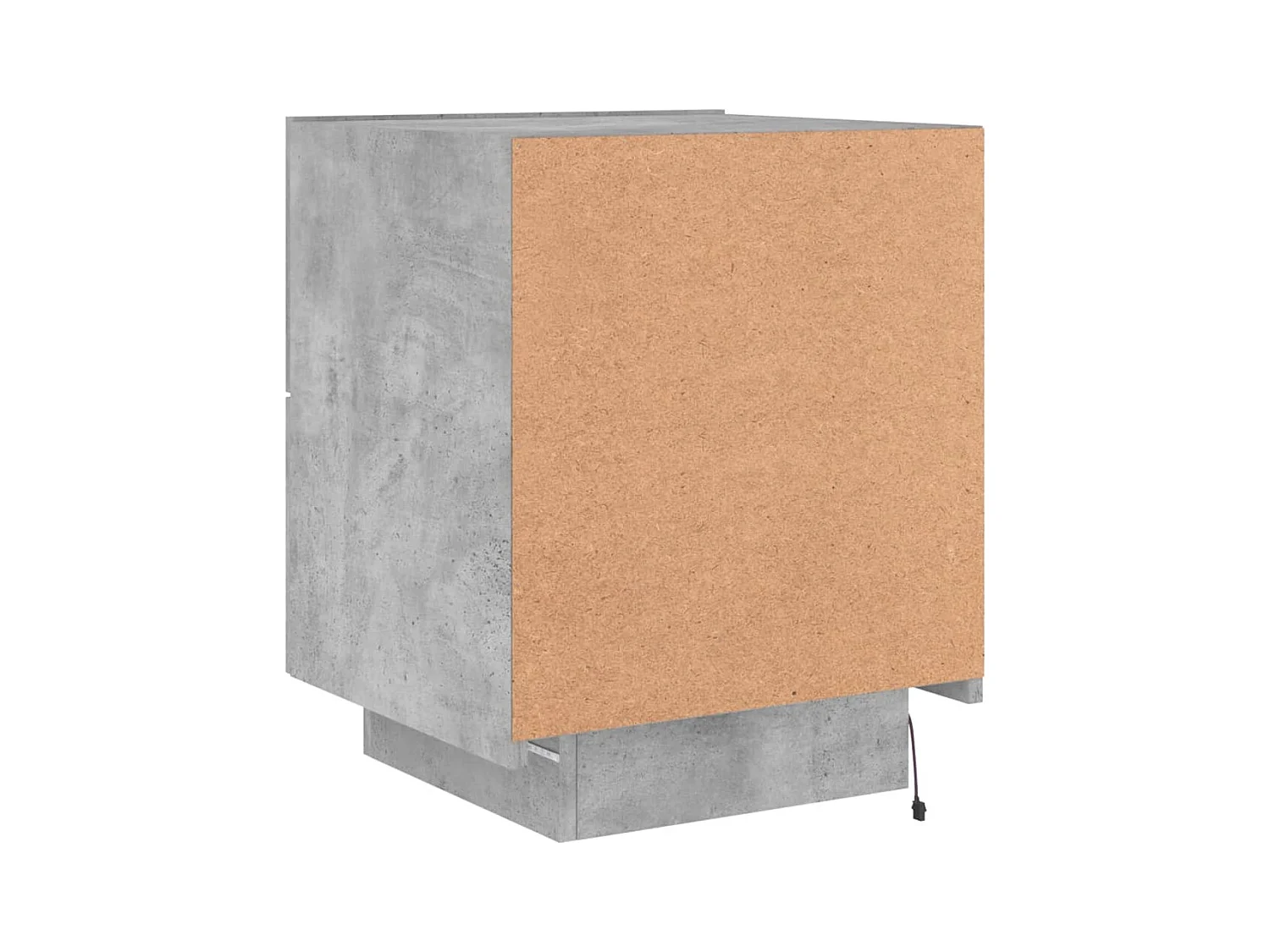 Comodino in legno ingegnerizzato grigio cemento e luci a LED