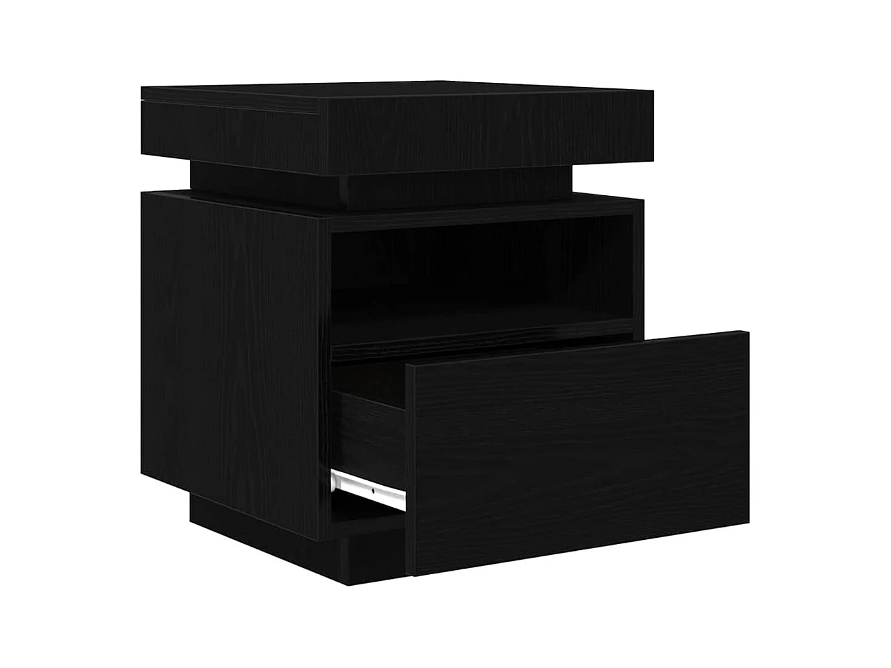 Comodino con luci LED 2 pz Rovere nero 40x39x48,5 cm